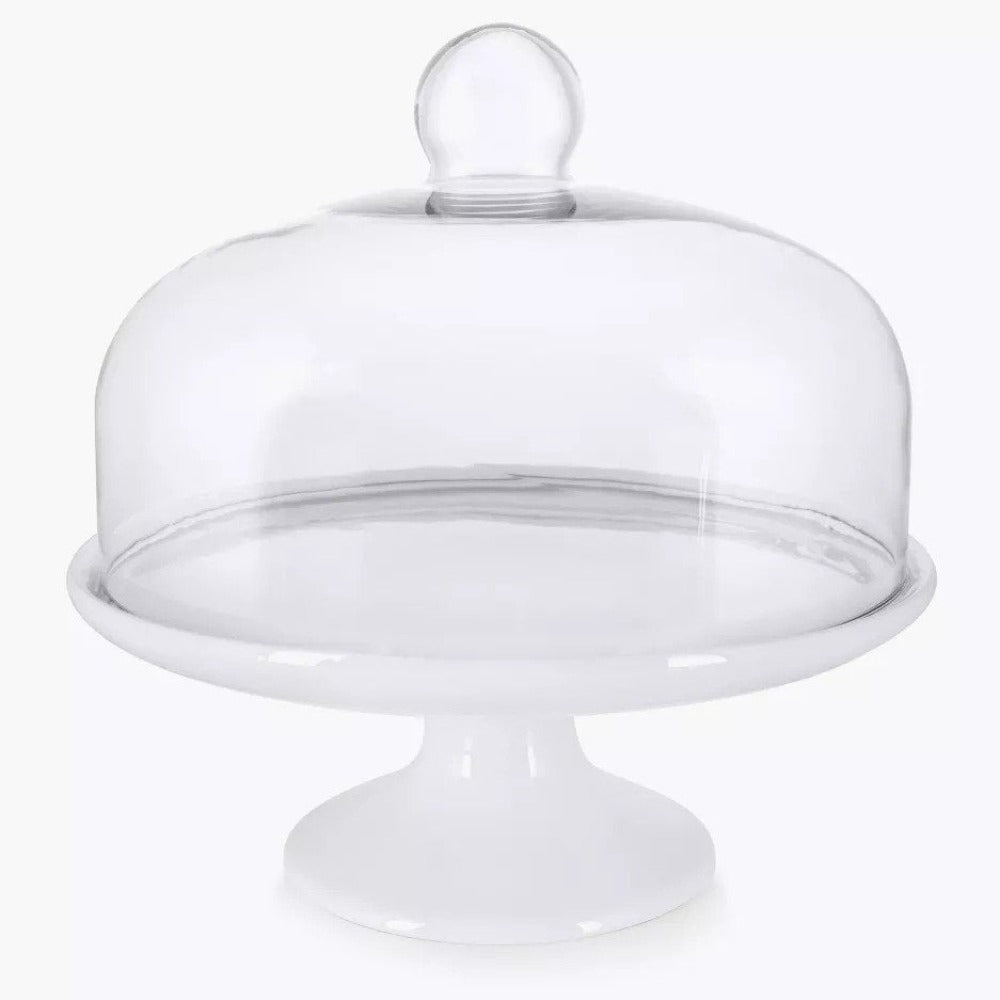 11-Inch Cake Porcelain Platter With Glass Cover