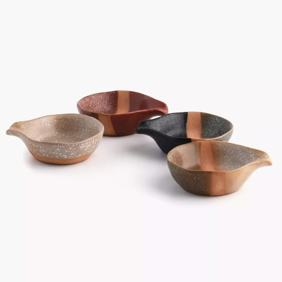 Set of 4 Tiny Stone Serving Bowls with Spout