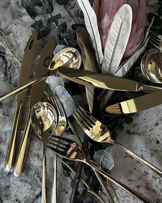 Gold Colored Stainless Steel Fork - Set of Twelve