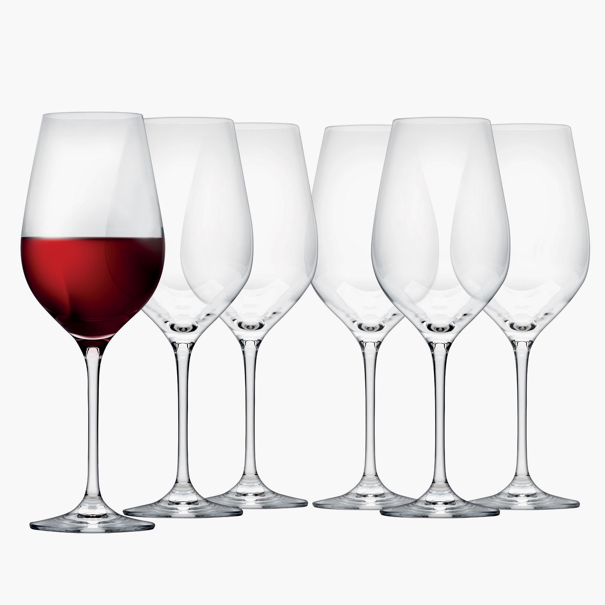 Set of Six Red 15-OZ Wine Glasses