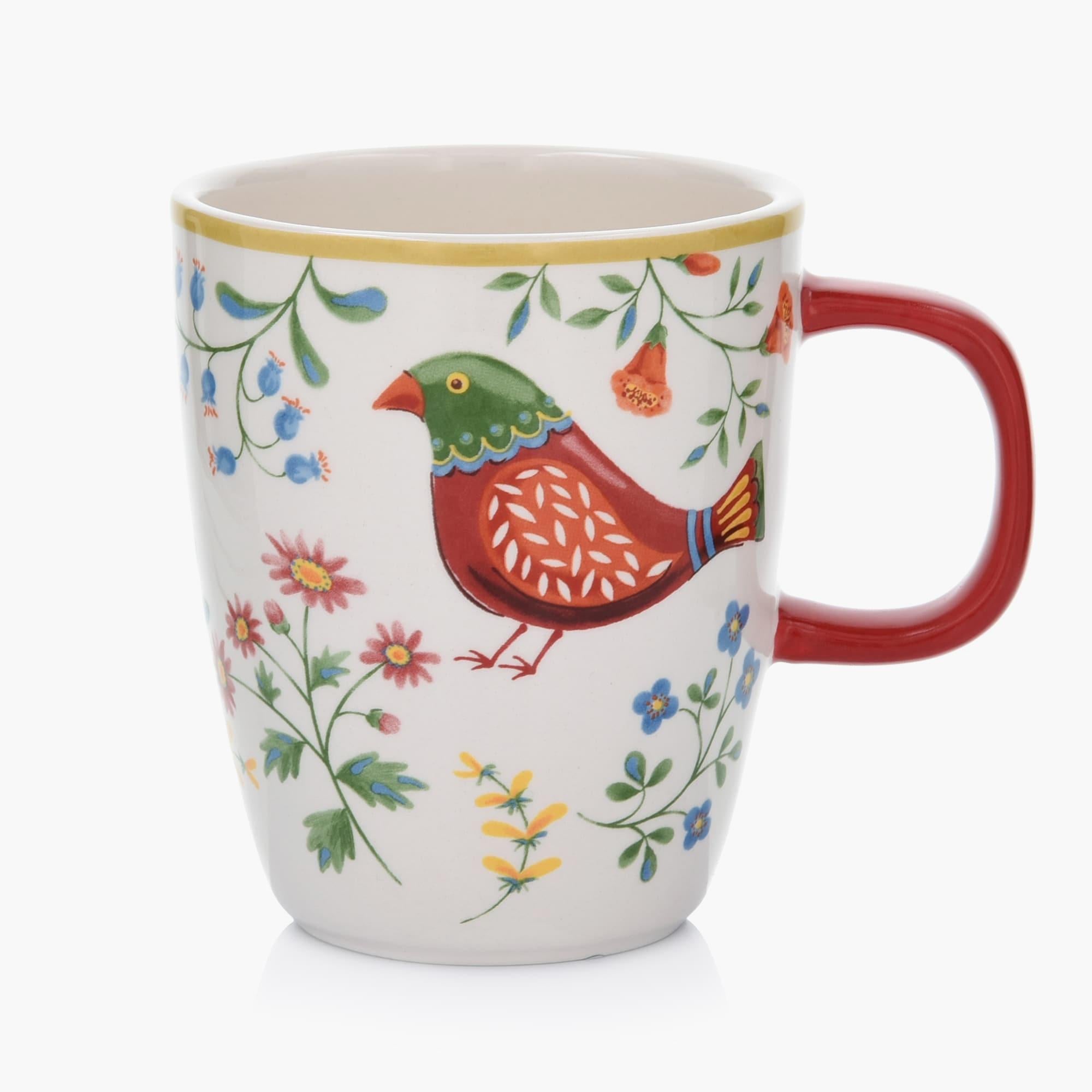 13.5-OZ Folk Art Inspired Ceramic Mug