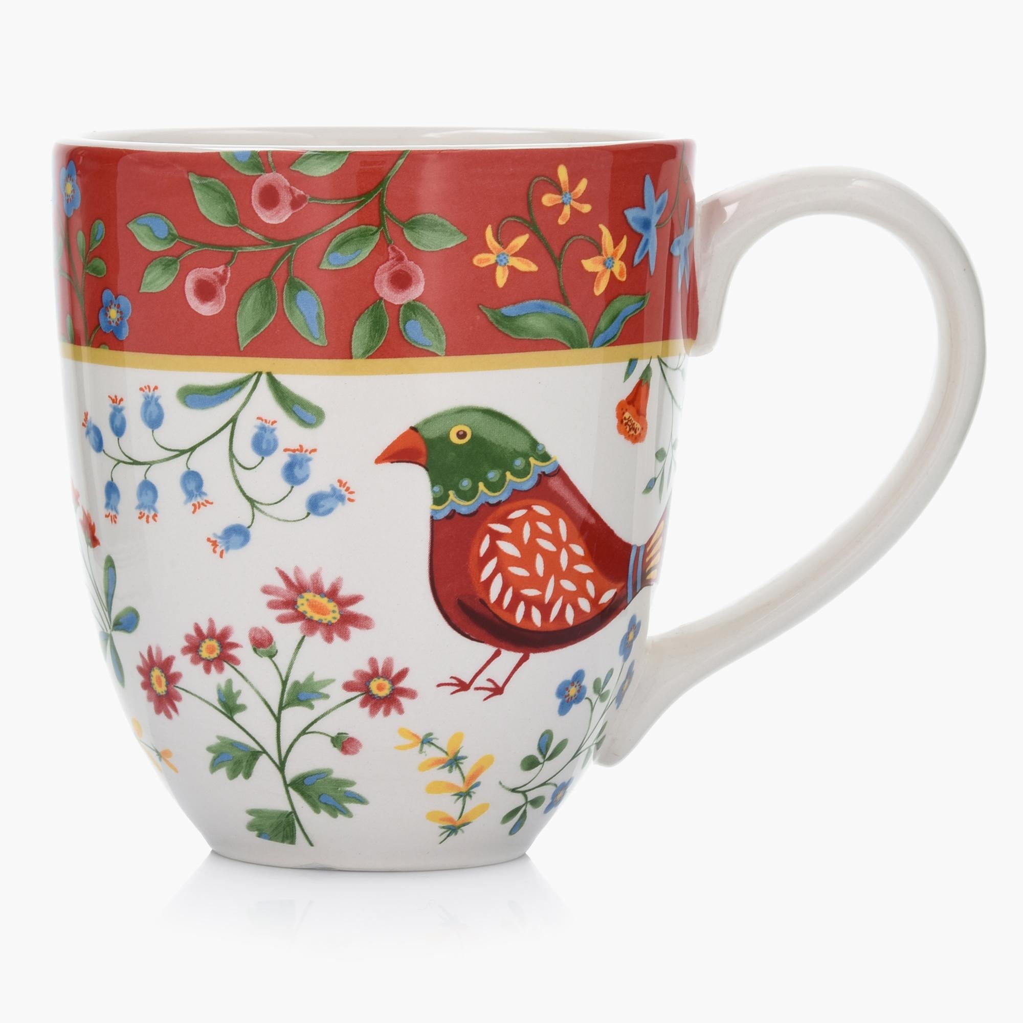 30-OZ Folk Art Inspired Ceramic Mug