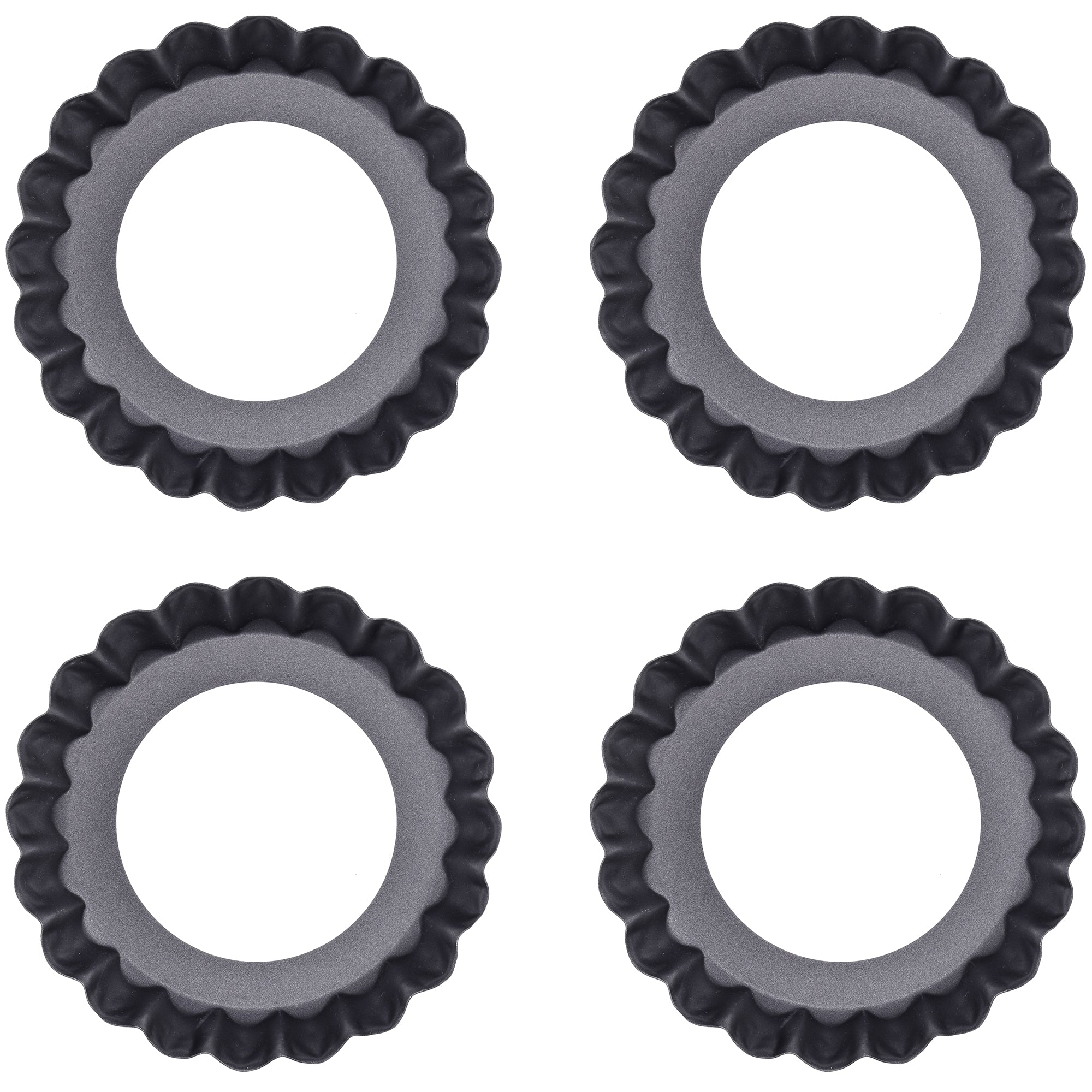 Set of 4, 4-Inch Carbon Steel Tart Pans