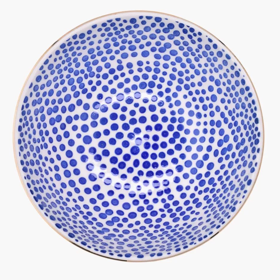 16-OZ Blue Dotted Stoneware Bowl - Set of Four