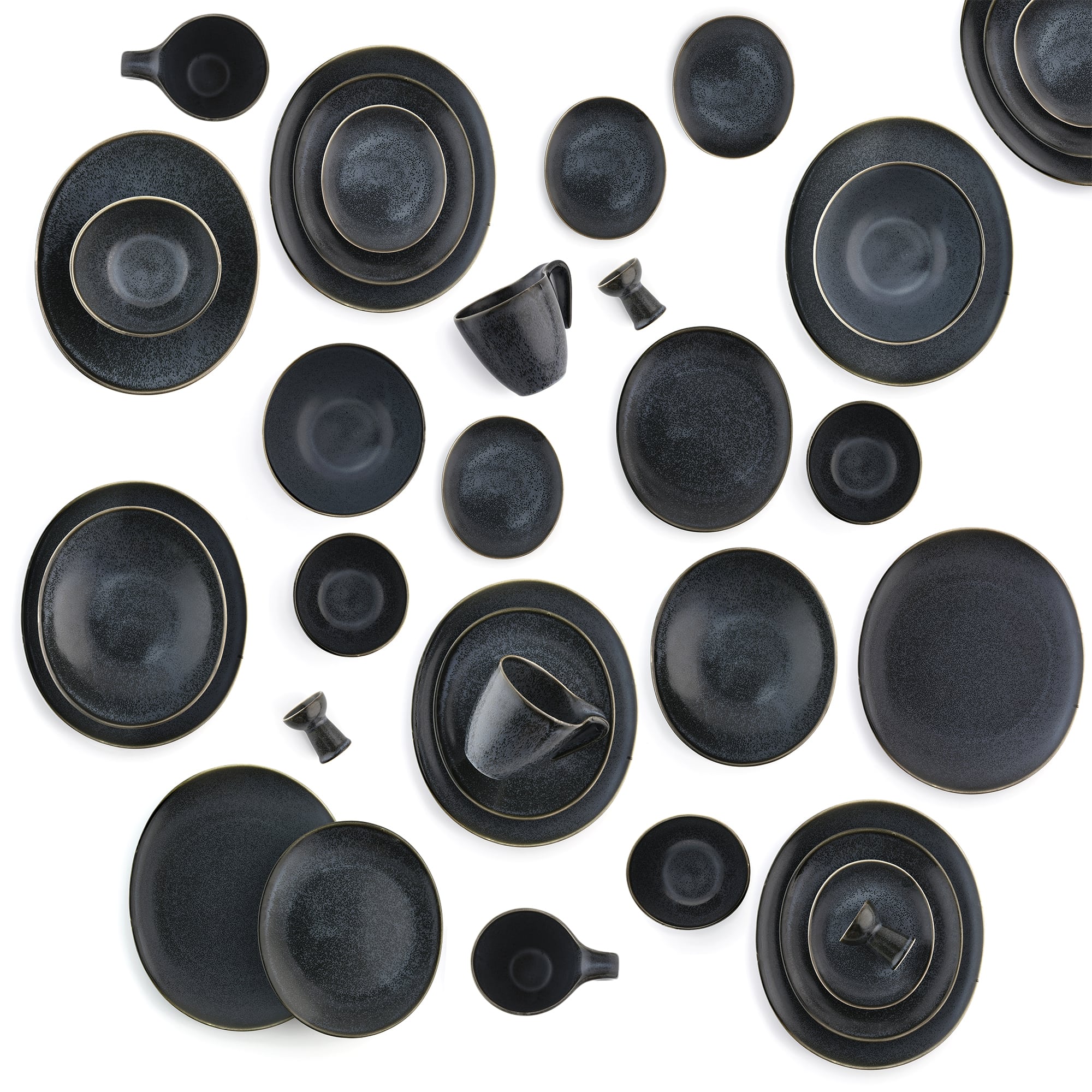 15-OZ Black Porcelain Bowl & Saucer Set