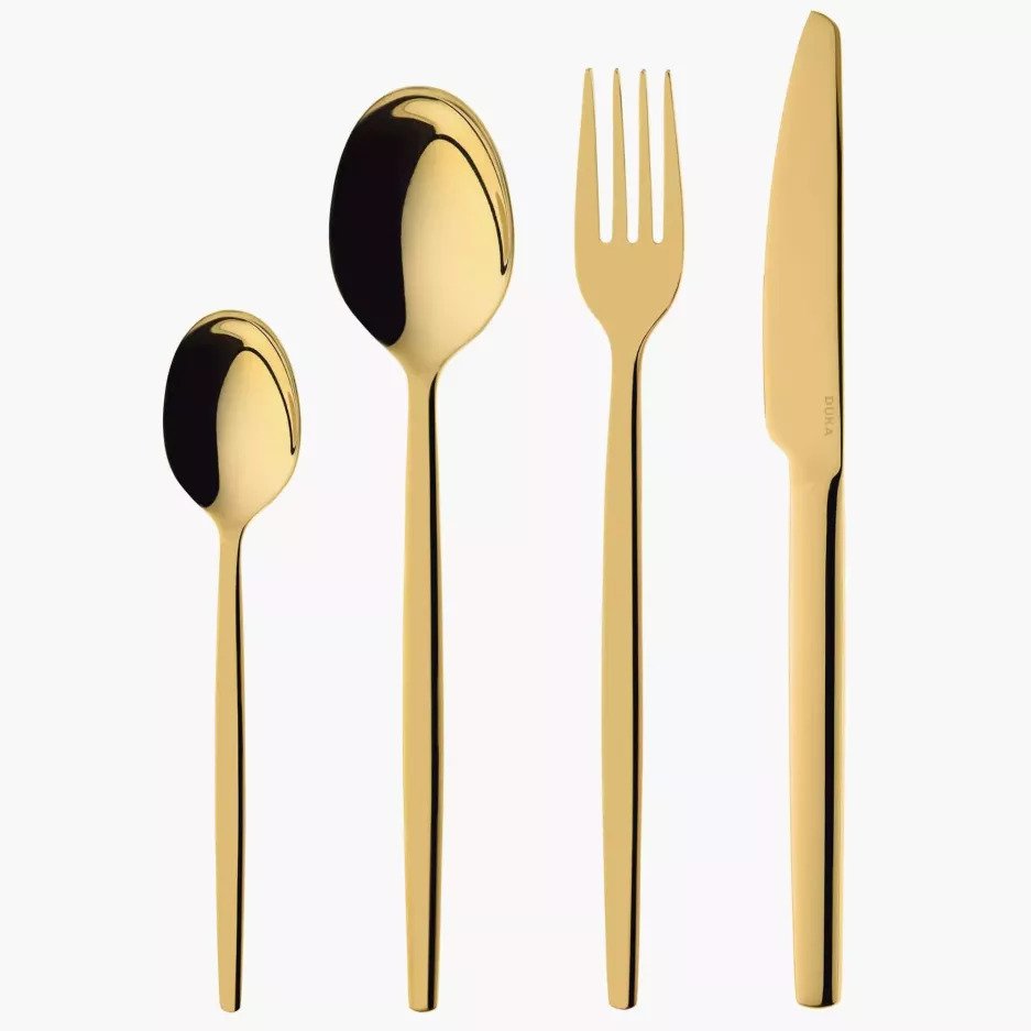 Gold Colored Stainless Steel Teaspoon - Set of Twelve