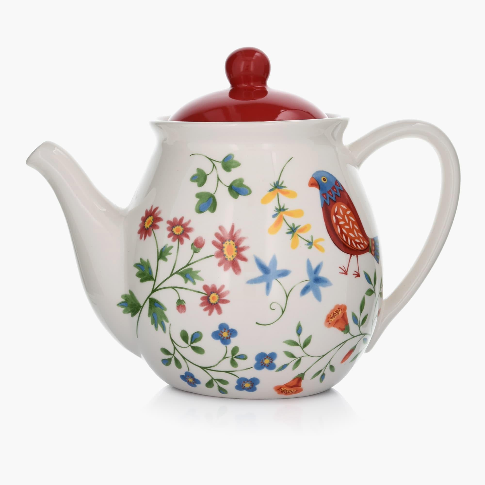 Folk Art Inspired Teapot and Two Cups Set