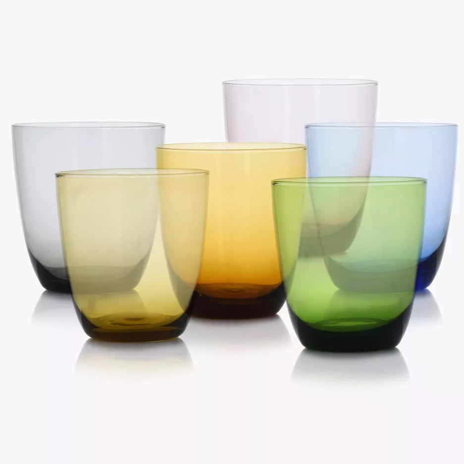Set of Six Colored Drinking Glasses - 8.5 Ounces