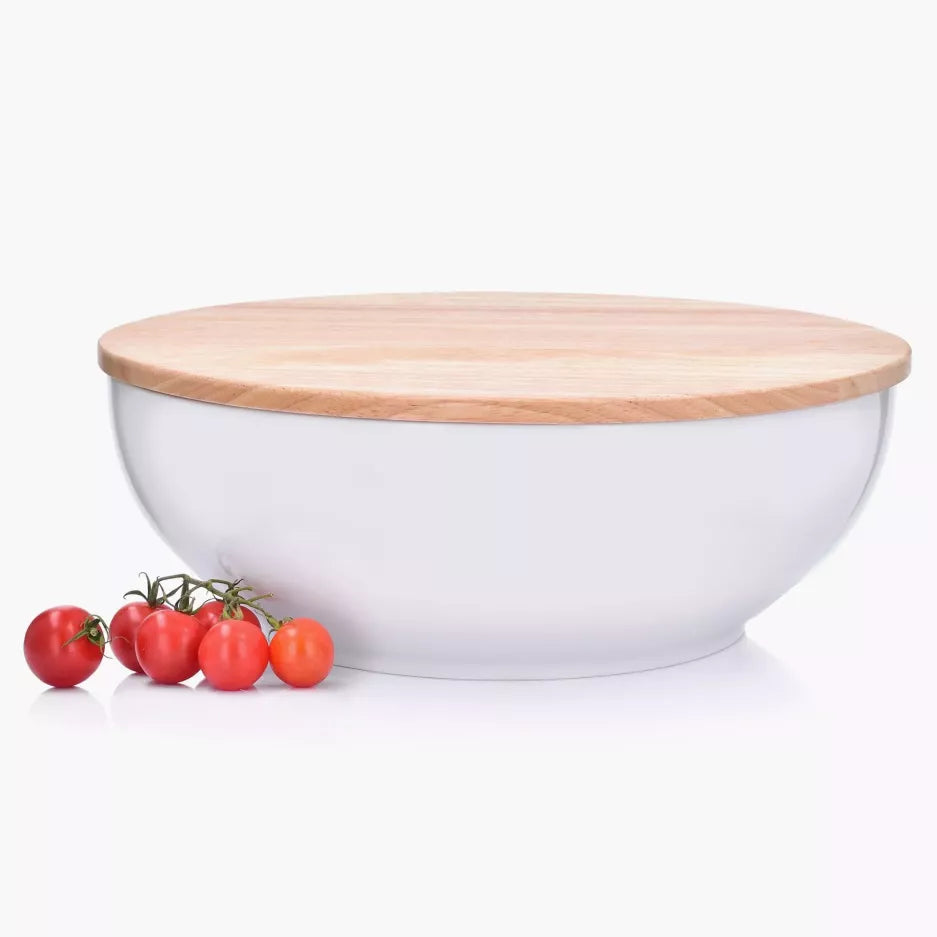 12" Salad Bowl with Wood Cover/Stand