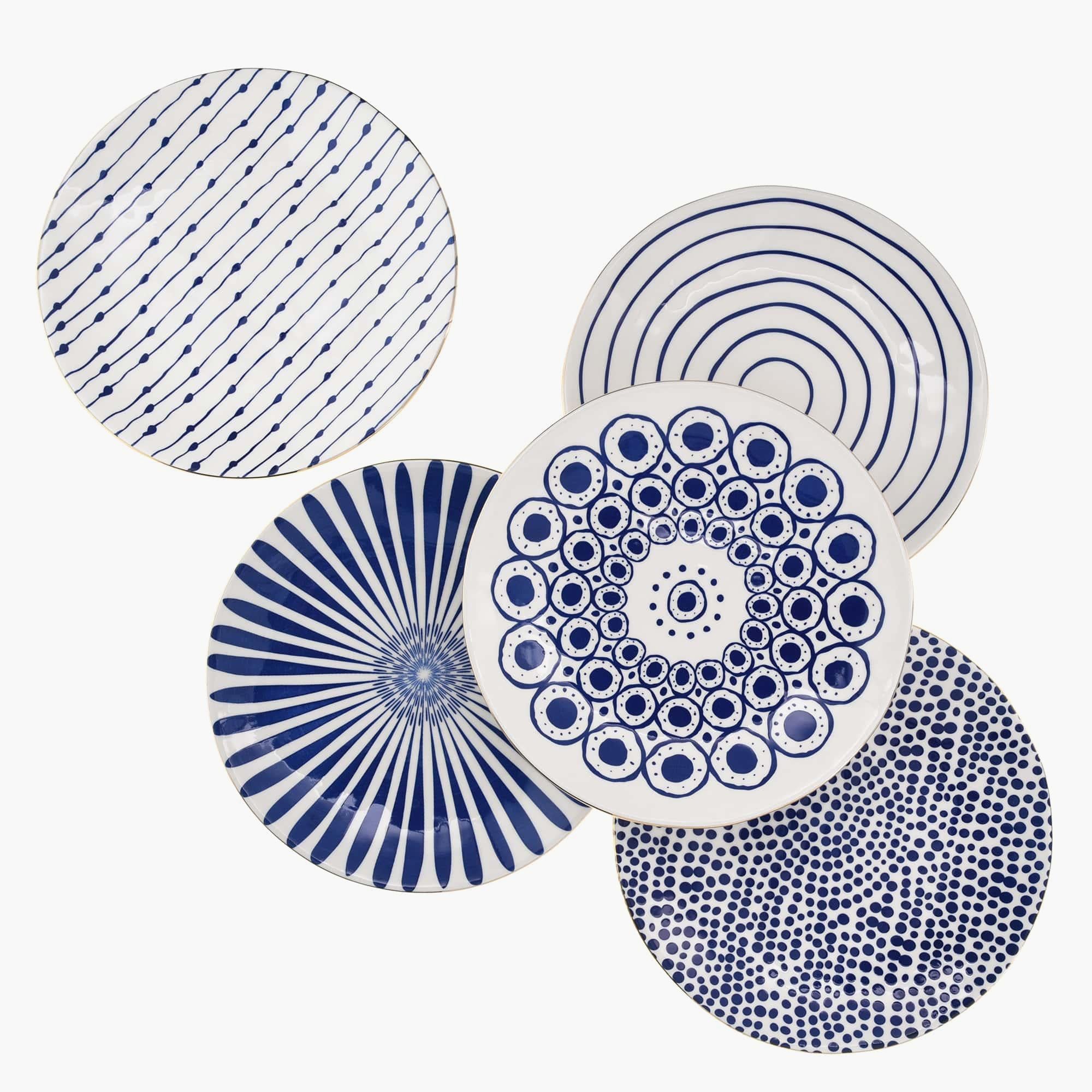 8-Inch Dotted Stripe Stoneware Plate - Set of Four