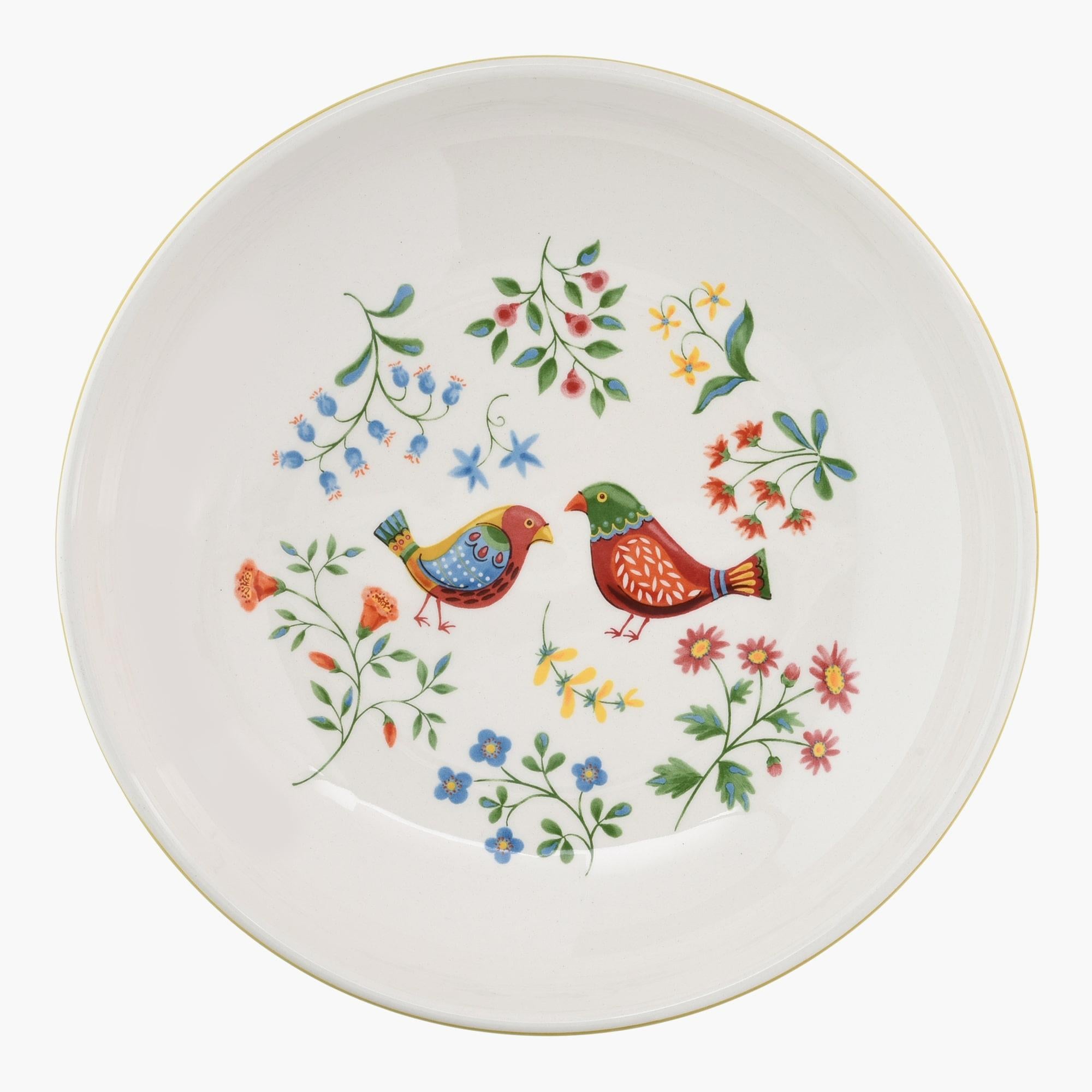 9-Inch Folk Art Inspired Ceramic Bowl - Set of Four