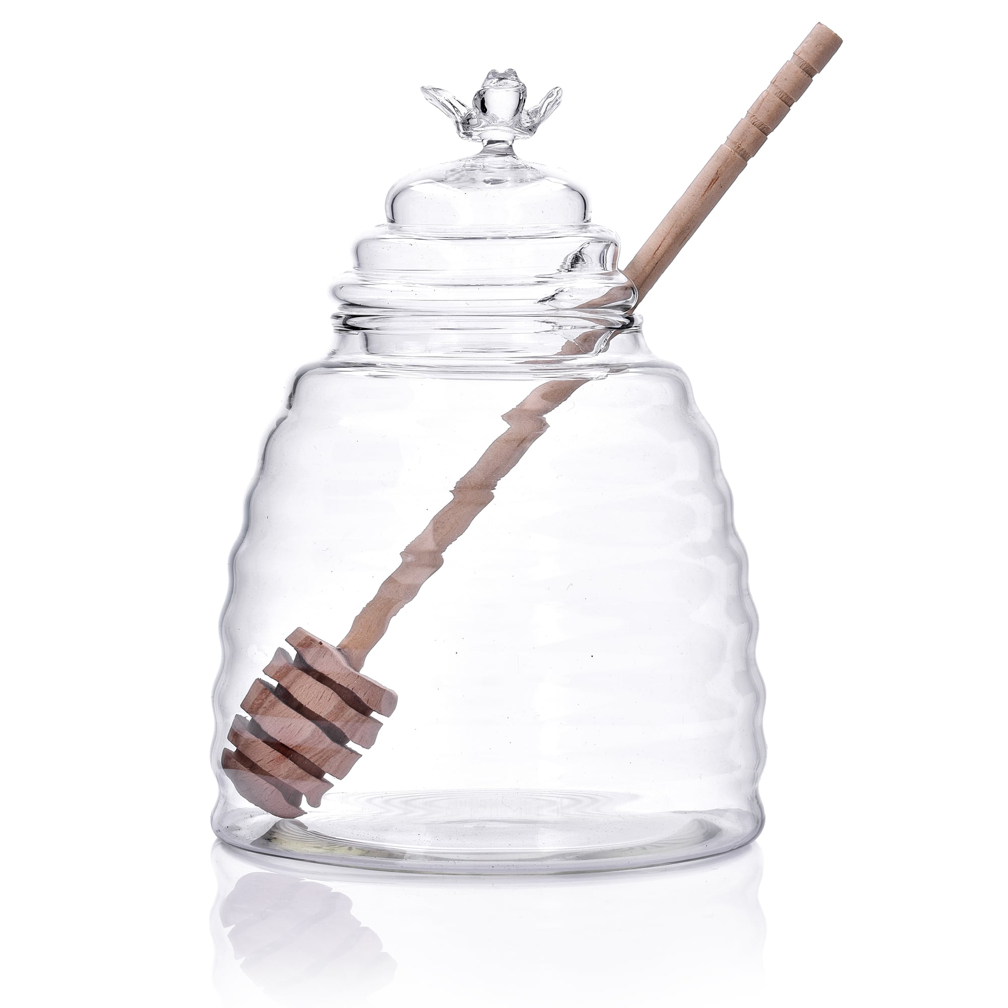 17oz Glass Honey Jar Set with Wooden Dipper Spoon