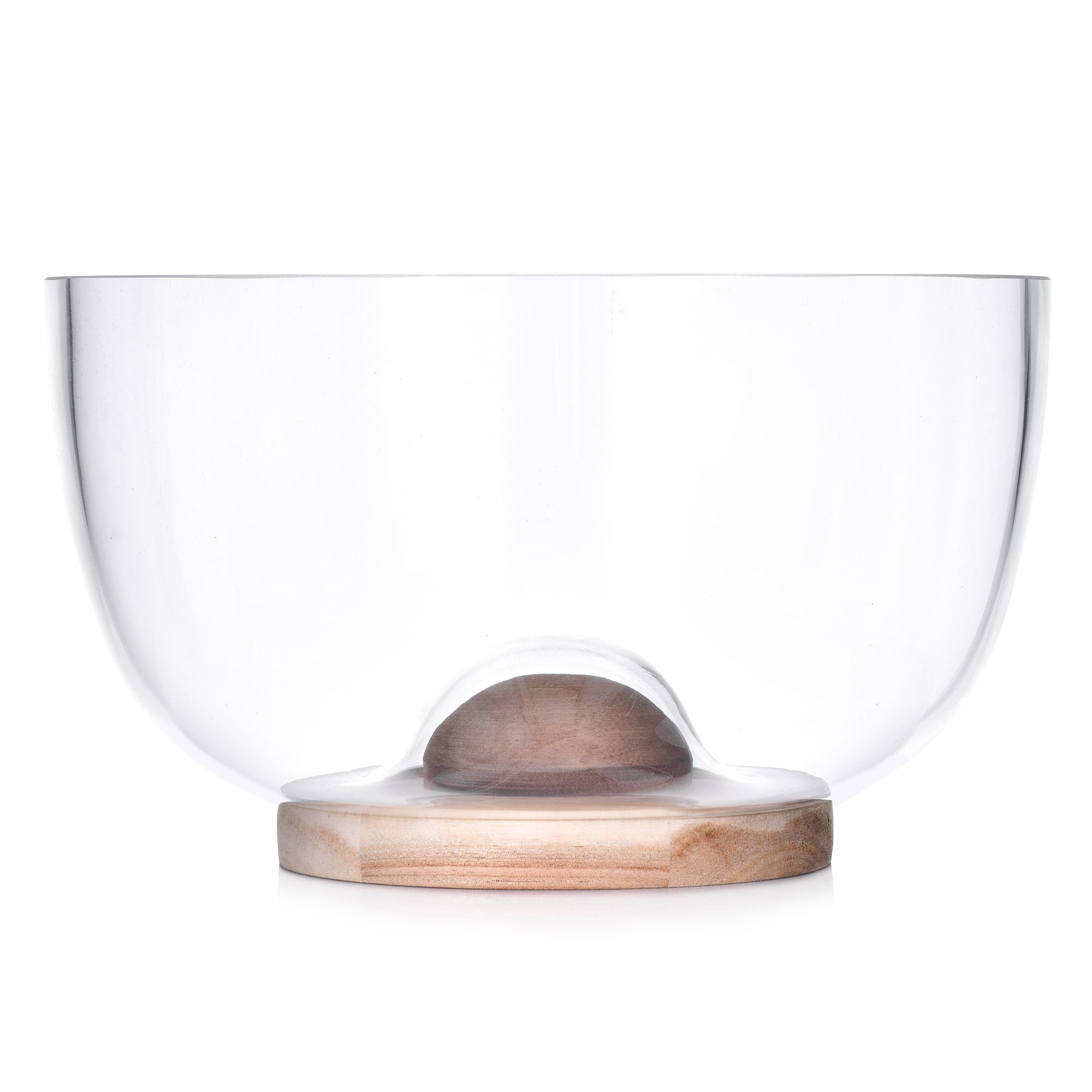 9.25 Inch Acacia Wood and Glass Serving Bowl