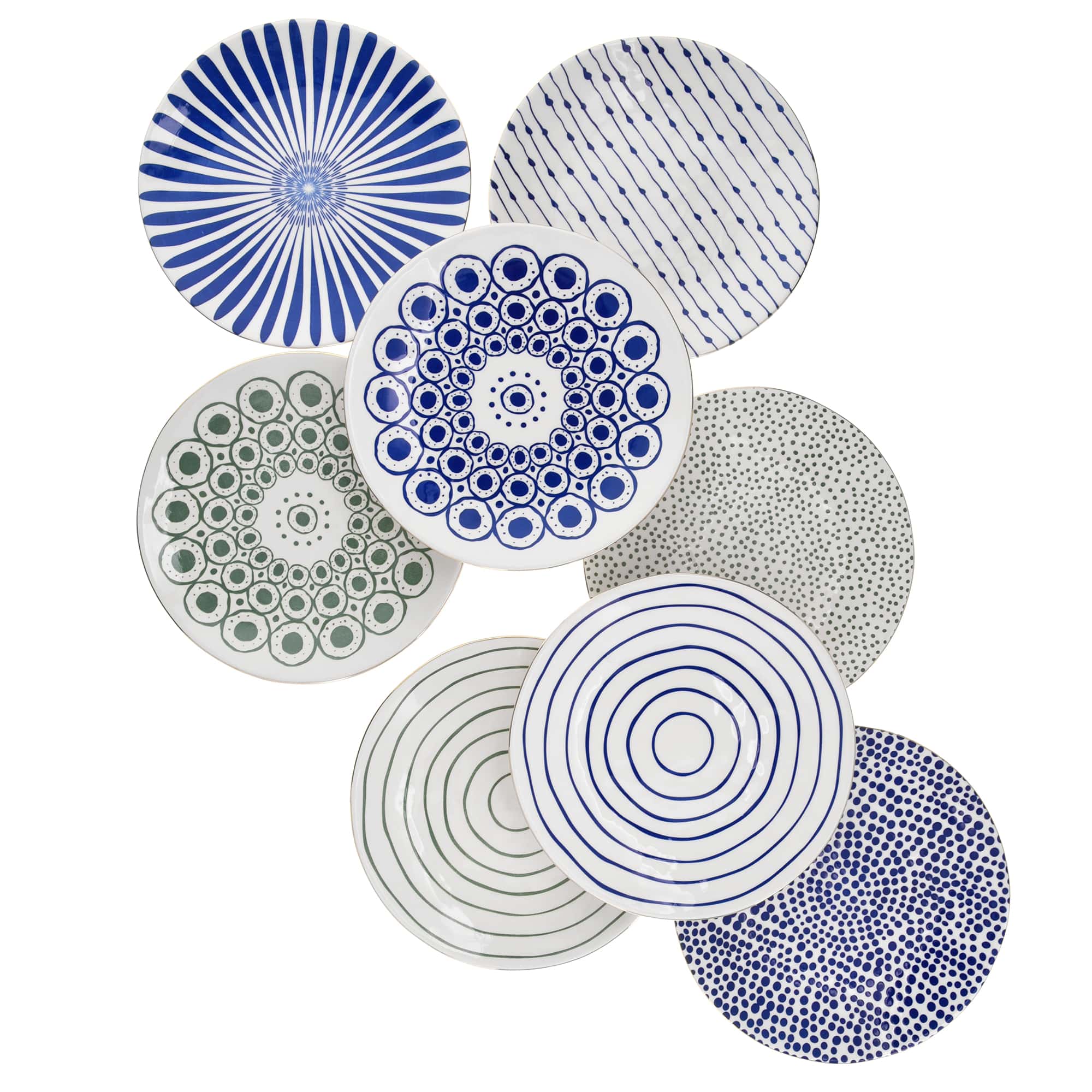 8-Inch Striped Stoneware Plate - Set of Four