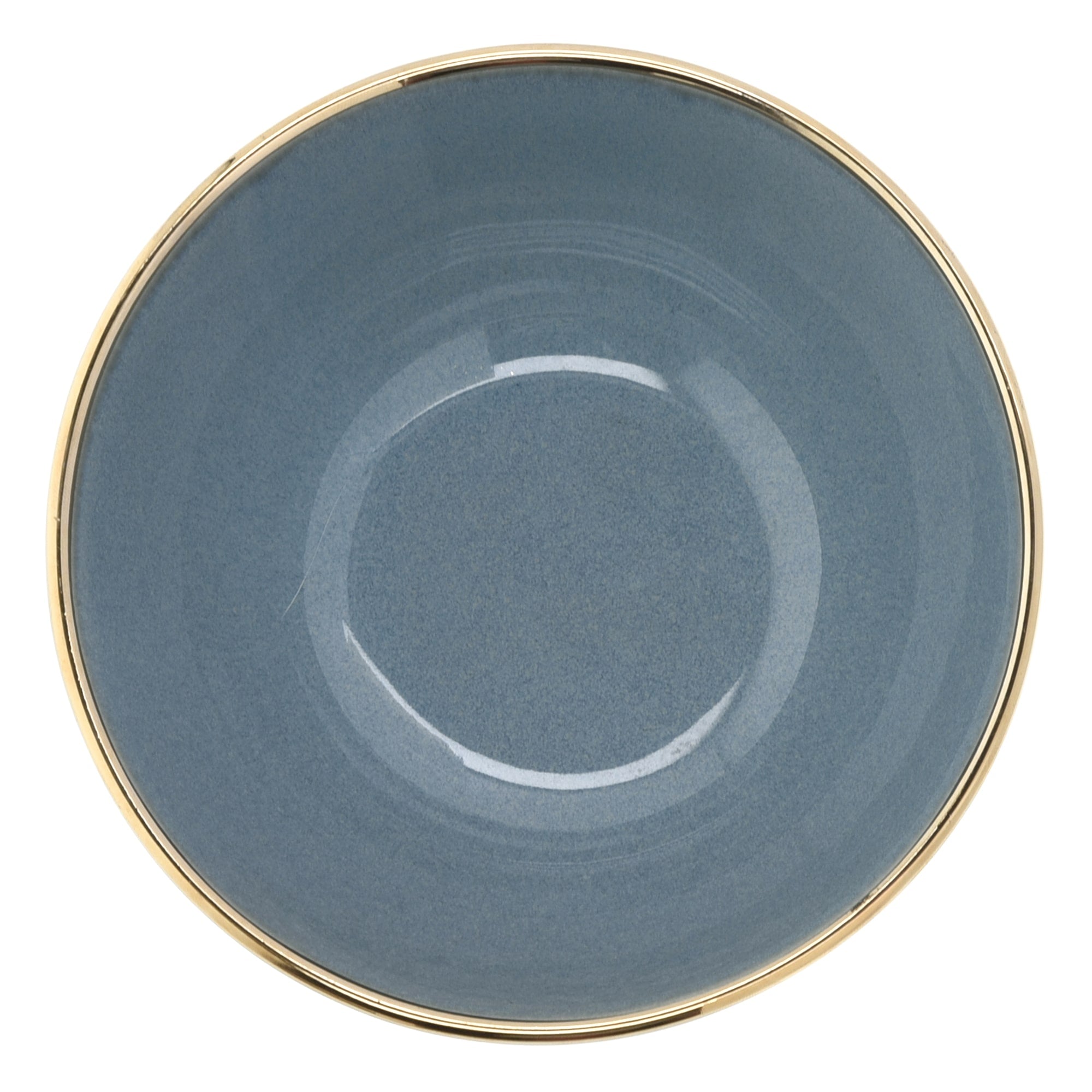 16-OZ Green Stoneware Bowl with Gold Rim - Set of Four