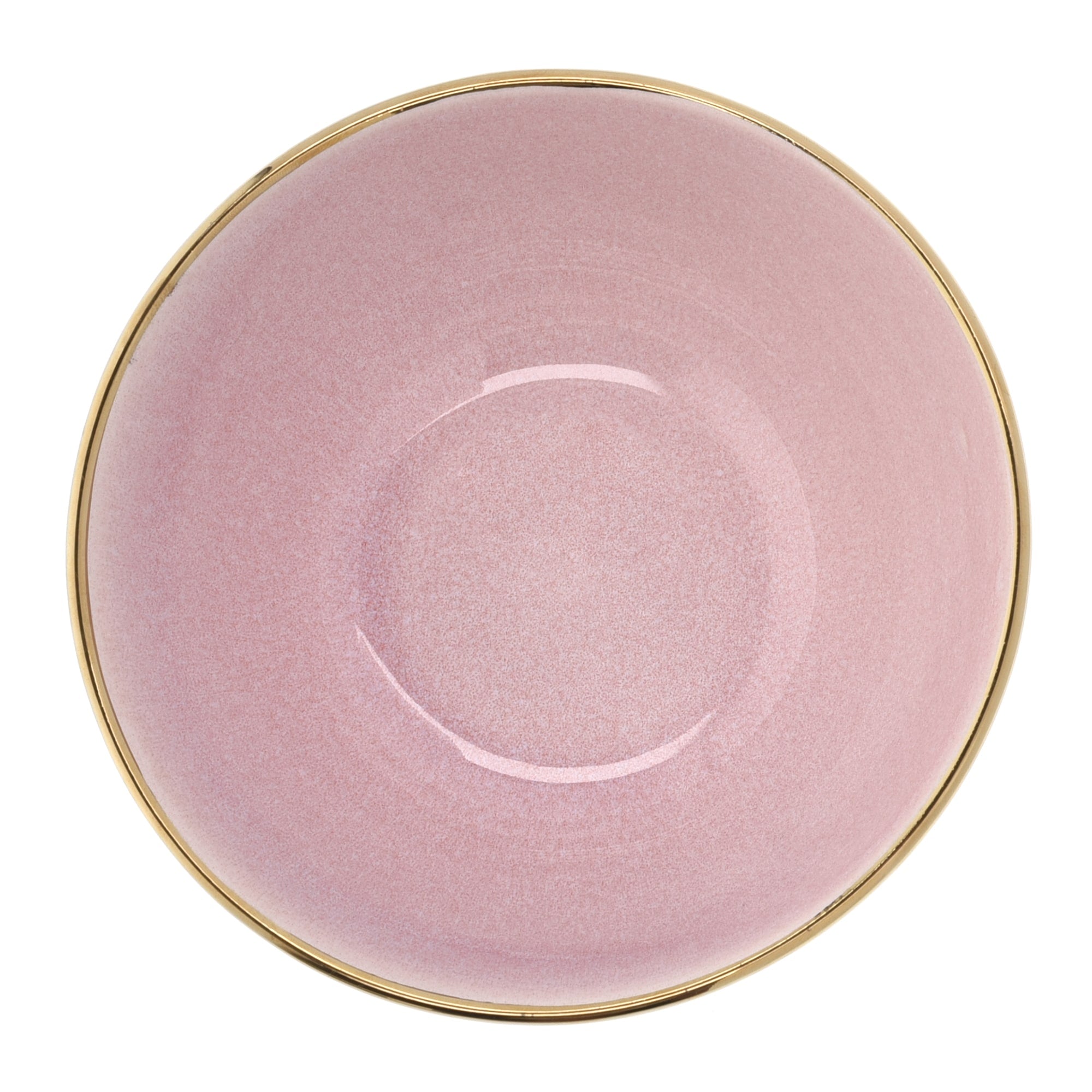 16-OZ Salmon Stoneware Bowl with Gold Rim - Set of Four