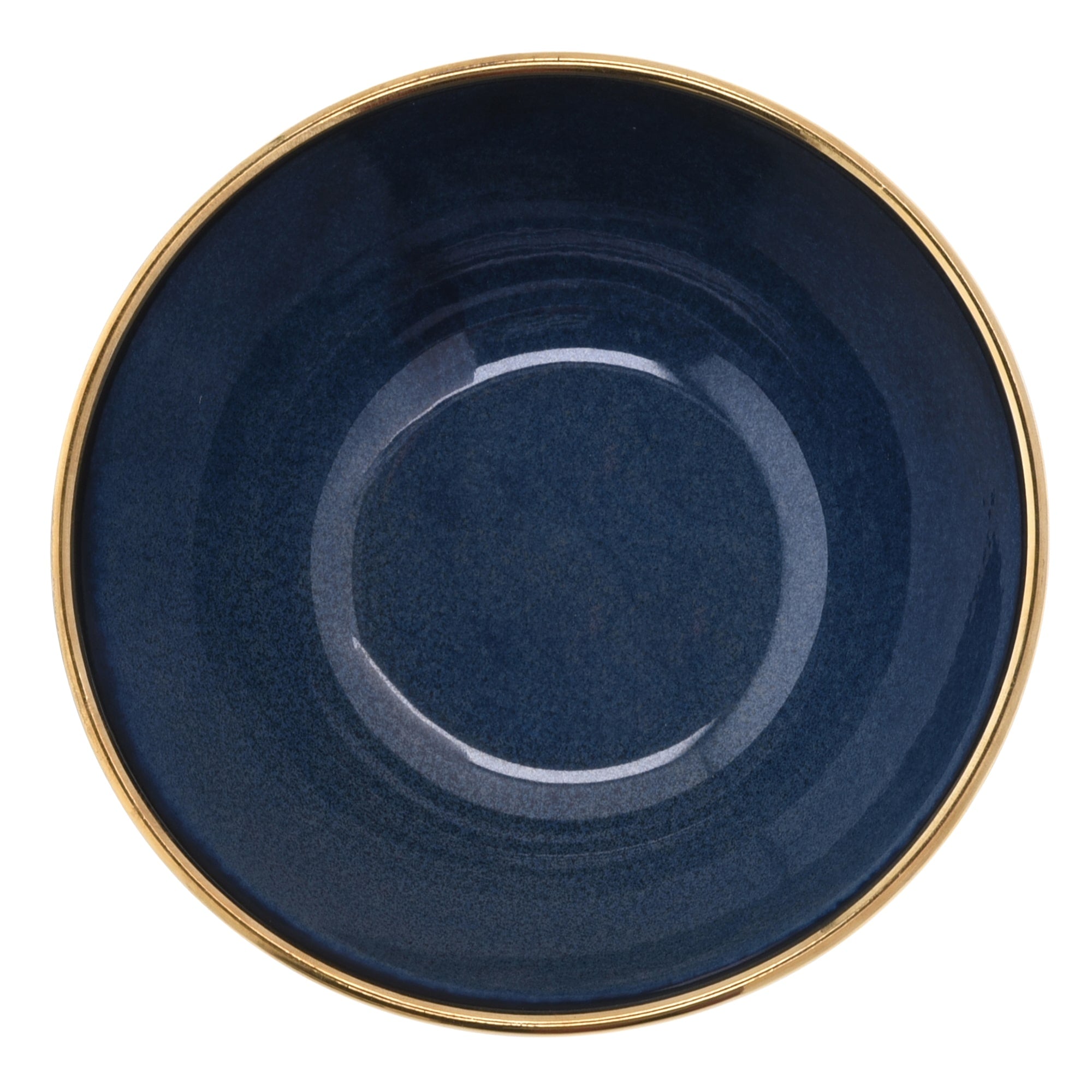16-OZ Navy Stoneware Bowl with Gold Rim - Set of Four