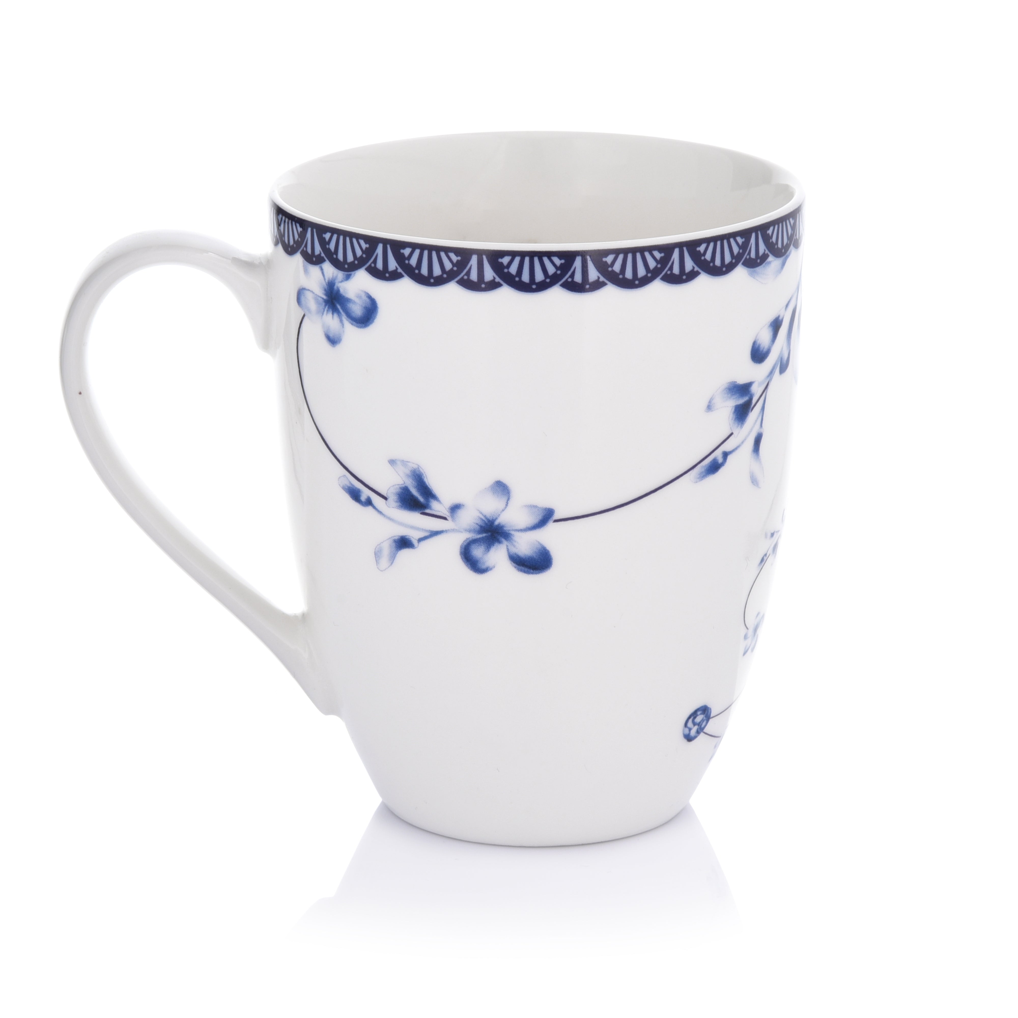 9.5-Oz Floral Designed Porcelain Mug - Set of Six