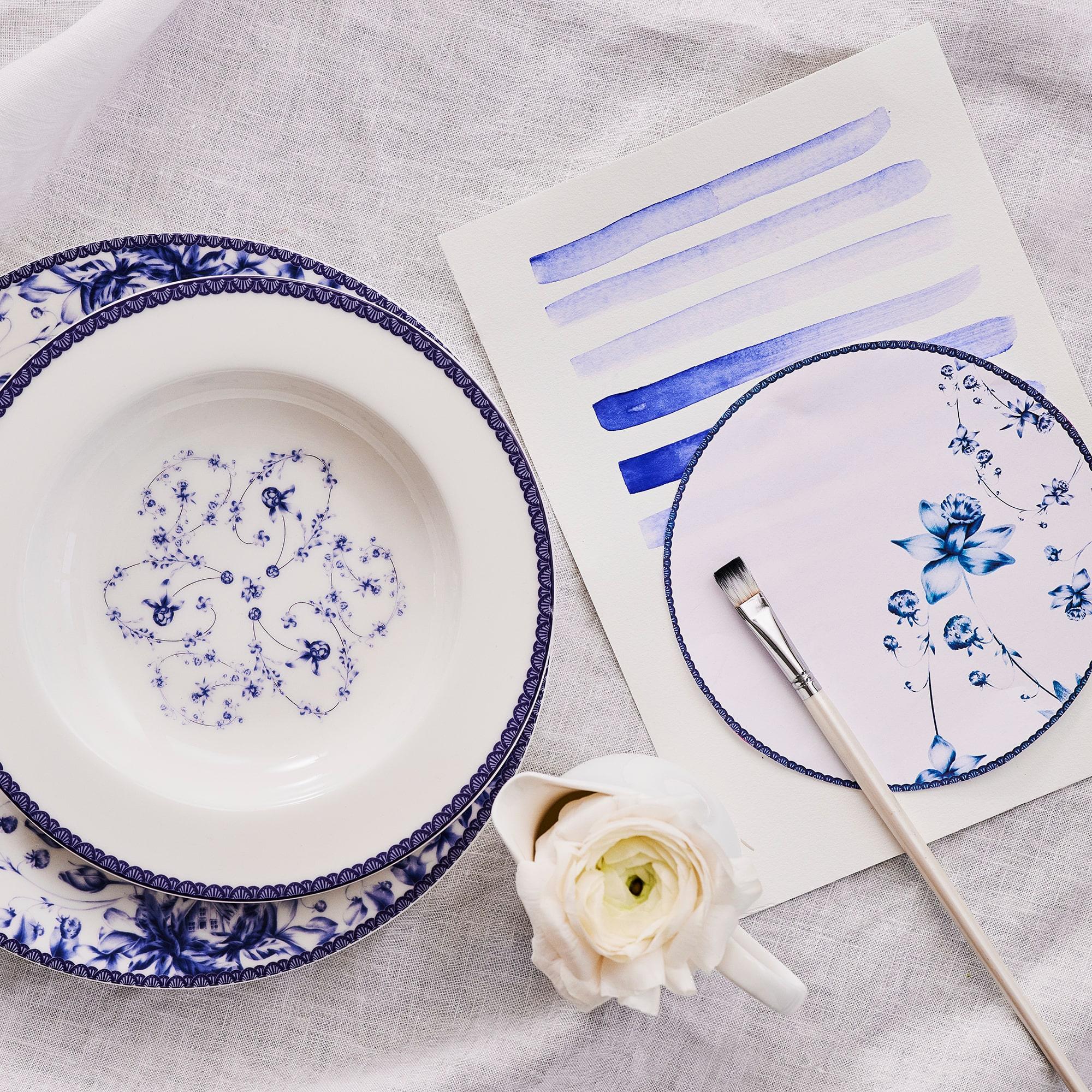 6-Inch Floral Porcelain Plate - Set of Six